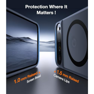 TORRAS Magnetic & Stand for Google Pixel 9 Pro XL Case, Fit for MagSafe, 12FT Mil-Grade Drop Protection, Slim Fit for Google Pixel 9 Pro XL Phone Case with Built-in Kickstand, Translucent Matte Black