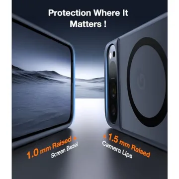 TORRAS Magnetic & Stand for Google Pixel 9 Pro XL Case, Fit for MagSafe, 12FT Mil-Grade Drop Protection, Slim Fit for Google Pixel 9 Pro XL Phone Case with Built-in Kickstand, Translucent Matte Black