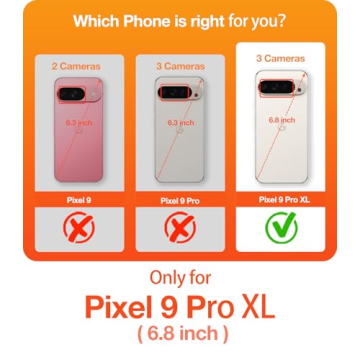 TORRAS Magnetic & Stand for Google Pixel 9 Pro XL Case, Fit for MagSafe, 12FT Mil-Grade Drop Protection, Slim Fit for Google Pixel 9 Pro XL Phone Case with Built-in Kickstand, Translucent Matte Black