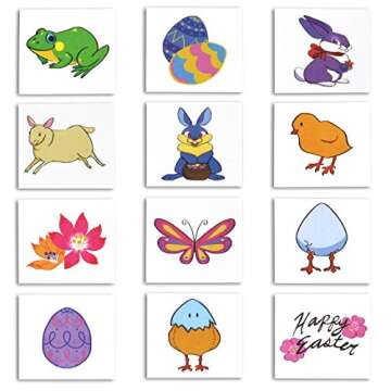 JOYIN Easter Crafts Assortment Kit with 500 Stickers, 144 Easter Shapes Adhesive, 60 Theme Temporary Tattoos and 6 Stampers (over 700 Pcs) for Egg Basket Stuffers Fillers