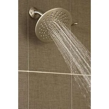 Moen Velocity Brushed Nickel Two-Function Rainshower 8-Inch Shower Head with Immersion Technology for a High-Pressure Rinse, S6320BN