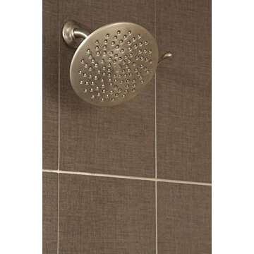 Moen Velocity Brushed Nickel Two-Function Rainshower 8-Inch Shower Head with Immersion Technology for a High-Pressure Rinse, S6320BN