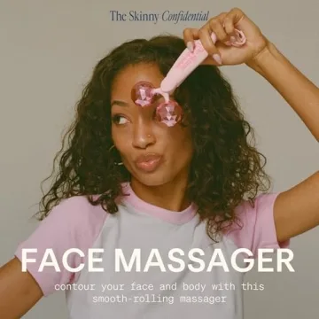 The Skinny Confidential Face Roller - Pink Balls Eye & Facial Roller Massager - Face Massage Tools Skincare for Wrinkles & Fine Lines, Sculpt, Contour, Tighten & De-Puff Skin