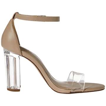 The Drop Women's Rebecca Strappy High Block Heel Sandal, Clear, 7