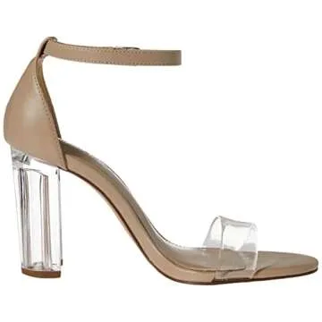 The Drop Women's Rebecca Strappy High Block Heel Sandal, Clear, 7