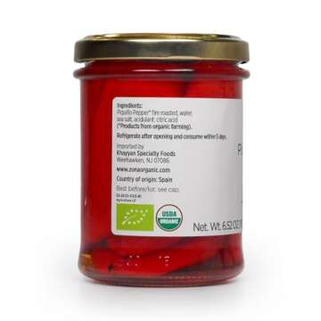 Zona Organic | Spanish Fire Roasted Piquillo Peppers | 6.5 oz (Pack of 2)
