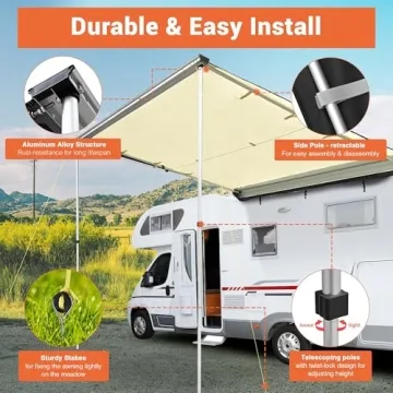 Yescom 6.6x8.2 Vehicle Awning for Camping and Travel