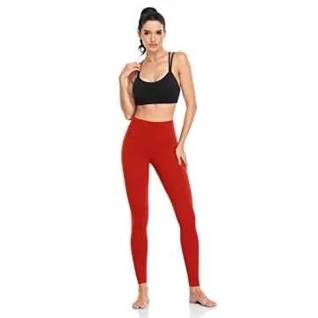 HeyNuts Essential High Waisted Yoga Leggings for Tall Women, Buttery Soft Full Length Workout Pants 28'' True Red S(4/6)