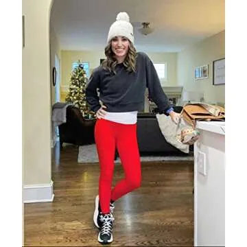 HeyNuts Essential High Waisted Yoga Leggings for Tall Women, Buttery Soft Full Length Workout Pants 28'' True Red S(4/6)