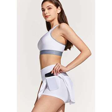 TSLA Women's Athletic Skorts Lightweight Active Tennis Skirts, Workout Running Golf Skirt with Pockets Built-in Shorts