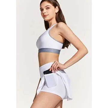 TSLA Women's Athletic Skorts Lightweight Active Tennis Skirts, Workout Running Golf Skirt with Pockets Built-in Shorts