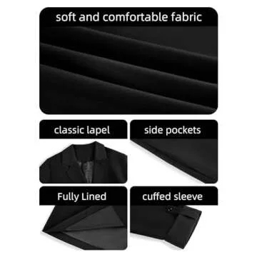 Imily Bela Womens Casual Blazers Long Sleeve Lapel Open Front Work Office Jacket with Pockets A-Black