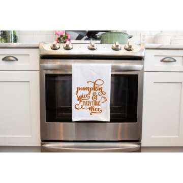 Handmade Pumpkin Spice and Everything Nice Kitchen Towel - 100% Cotton Fall Towel - 28x28 Inch Perfect for Chef-Housewarming Pumpkin Birthday Gift (Pumpkin Spice and Everything Nice)