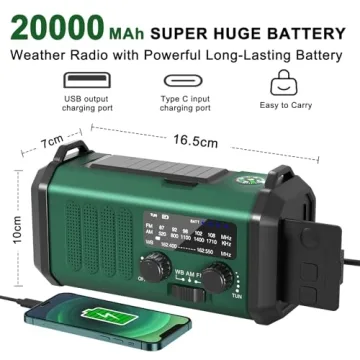 Emergency NOAA Weather Radio 20000mAh with Solar Power