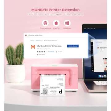 MUNBYN Shipping Label Printer RealWriter 941, 4x6 Thermal Label Printer for Shipment of Packages, Home Shipping Small Business, Compatible with macOS, Windows (USB Only)