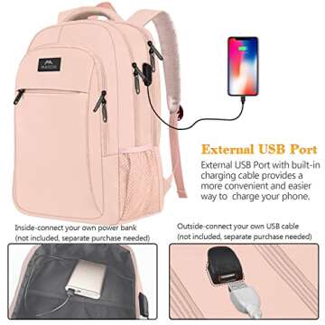 MATEIN 14 Inch Laptop Backpack, Anti Theft Travel Backpack with USB Charging Port, Water Resistant L...