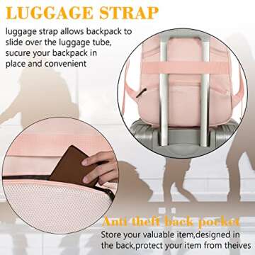 MATEIN 14 Inch Laptop Backpack, Anti Theft Travel Backpack with USB Charging Port, Water Resistant Lightweight Computer Daypack Fits Macbook Up to 14inch for Women, Pink