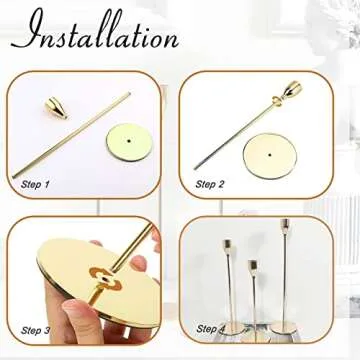 6Pcs Lemon Gold Candlestick Holders, Tall Taper Candelabra Stands fits 3/4 inch Thick Pillar Candle Stick, Elegant Decor Set for Table Centerpiece, Floor, Fireplace as Date, Festival, Fitting.