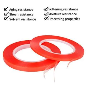 Kaisiking Double Sided Adhesive Tape 5mm / 10mm x 25M Heat Resistant High Adhesion Transparent Acryl...