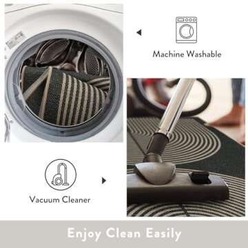 Lahome Modern Rainbow Round Rug, 6ft Easy Jute Circle Patio Rug Washable Indoor Outdoor Carpet for Living Room, Farmhouse Natural Contemporary Round Mat for Entryway Backyard Porch