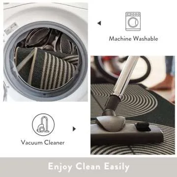 Lahome Modern Rainbow Round Rug, 6ft Easy Jute Circle Patio Rug Washable Indoor Outdoor Carpet for Living Room, Farmhouse Natural Contemporary Round Mat for Entryway Backyard Porch