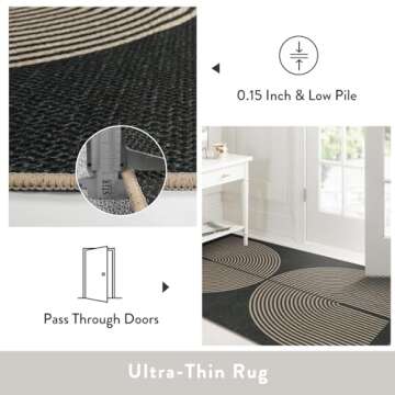 Lahome Modern Rainbow Round Rug, 6ft Easy Jute Circle Patio Rug Washable Indoor Outdoor Carpet for Living Room, Farmhouse Natural Contemporary Round Mat for Entryway Backyard Porch