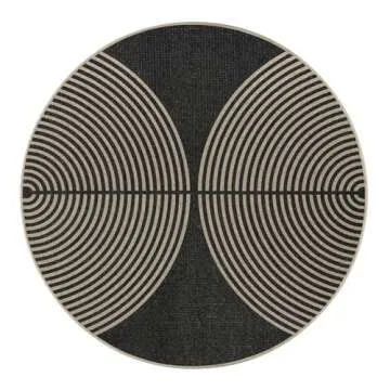 Lahome Modern Rainbow Round Rug, 6ft Easy Jute Circle Patio Rug Washable Indoor Outdoor Carpet for Living Room, Farmhouse Natural Contemporary Round Mat for Entryway Backyard Porch