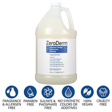 Ginger Lily Farms Botanicals ZeroDerm Advanced Therapy Moisturizing Shampoo for All Hair Types, 100% Vegan & Cruelty-Free, Fragrance Free, 1 Gallon (128 Fl. Oz.) Refill