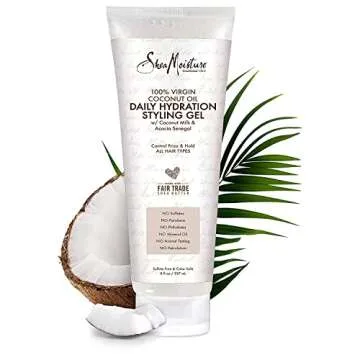 Shea Moisture 100 Percent Virgin Coconut Oil Daily Hydration Styling Gel for Unisex, 8 Ounce (Packaging may vary)