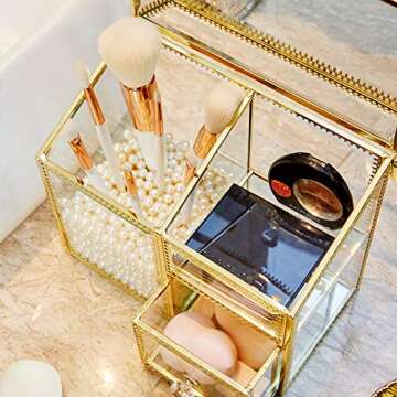 PuTwo Elegant Handmade Makeup Organizer with Free Pearls
