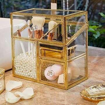 PuTwo Elegant Handmade Makeup Organizer with Free Pearls