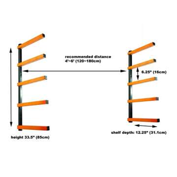 KASTFORCE KF1005 Lumber Storage Rack 5-Level System 110lbs (50kg) per Level Lumber Rack Wood Rack Workshop Rack with Durable Sheet Metal Screws Wall Screws Included