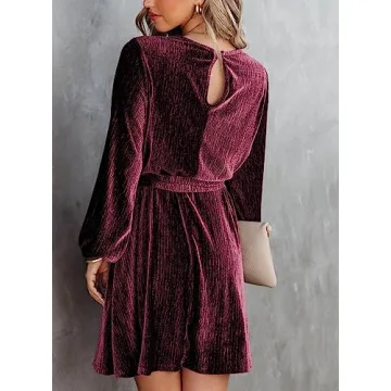 Elegant Long Sleeve Velvet Dress for Women - Happy Sailed