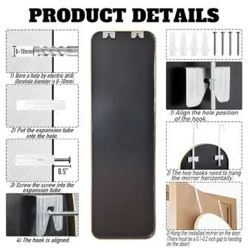 SCWF-GZ 47x14 Mirror Rectangle Full Body Length Door Hanging Wall Mounted Aluminum Alloy Metal Frame Dressing Make-up Mirrors for Entryway Bedroom Bathroom Living Room 47 14 inch Gold