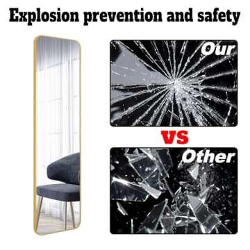 SCWF-GZ 47x14 Mirror Rectangle Full Body Length Door Hanging Wall Mounted Aluminum Alloy Metal Frame Dressing Make-up Mirrors for Entryway Bedroom Bathroom Living Room 47 14 inch Gold