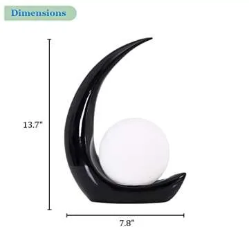Meefad Modern Bedside Lamp, Cute Night Light with Globe Shade, Moon Lamp Glass Table Lamp for Bedroom Reading Nightstand, White