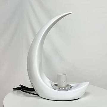 Meefad Modern Bedside Lamp, Cute Night Light with Globe Shade, Moon Lamp Glass Table Lamp for Bedroom Reading Nightstand, White