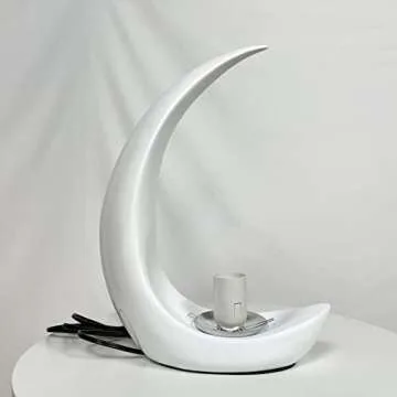 Meefad Modern Bedside Lamp, Cute Night Light with Globe Shade, Moon Lamp Glass Table Lamp for Bedroom Reading Nightstand, White