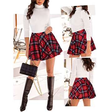 Avidlove Sexy Schoolgirl Costume Pleated Mini Skirt Plaid Short Skirts Lingerie Skirts Red Blue