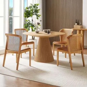 LyuHome Modern Round Dining Table for 4-6 People