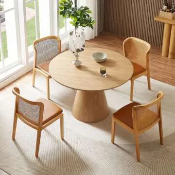 LyuHome Modern Round Dining Table for 4-6 People