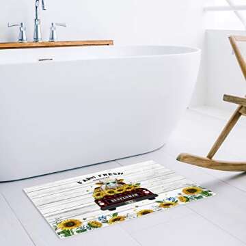 Cow Doormats Cow Kitchen Rug Entrace Door Rug Farm Animal Buffalo Check Plaid Truck with Sunflower Farmhouse Rugs for Indoor/Bathroom/Kitchen/Bedroom/Entryway Floor Mat Decorative, Non-Slip 18x30