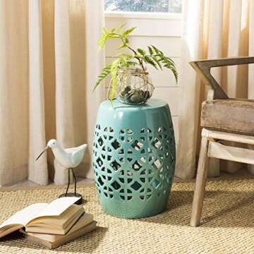 Safavieh Circle Lattice Ceramic Decorative Garden Stool, White