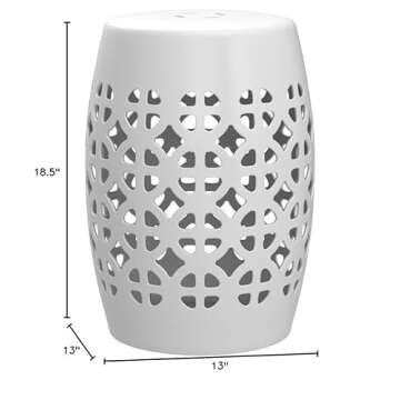 Safavieh Circle Lattice Ceramic Decorative Garden Stool, White