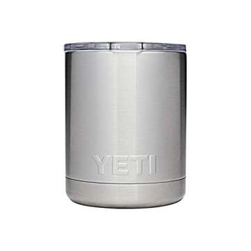 YETI Rambler 10 oz Lowball, Vacuum Insulated, Stainless Steel with Standard Lid, Stainless