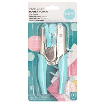 We R Memory Keepers Crop-A-Dile Disc Power Punch Blue, Comfort Handle, Scrapbooking Tool, Compatible for Most Tin, Metal, Craft Paper, Leather, Fabric