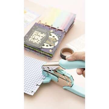 We R Memory Keepers Crop-A-Dile Disc Power Punch Blue, Comfort Handle, Scrapbooking Tool, Compatible for Most Tin, Metal, Craft Paper, Leather, Fabric