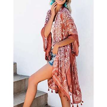 Breezy Lane Kimonos for Women Beach Coverup Boho Swimsuit Coverups Beachwear Bohemian Kimono Cardiga...