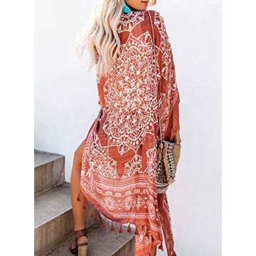 Breezy Lane Kimonos for Women Beach Coverup Boho Swimsuit Coverups Beachwear Bohemian Kimono Cardigans Summer Vacation Wear