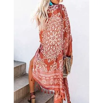 Breezy Lane Kimonos for Women Beach Coverup Boho Swimsuit Coverups Beachwear Bohemian Kimono Cardigans Summer Vacation Wear